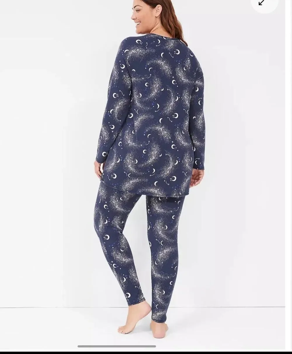 Lane Bryant Cacique 18/20 Pajama set Thermal Legging Set Crescent Maritime